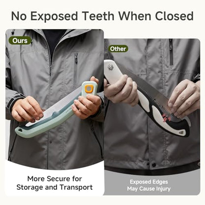 PrunePro® Folding Pruning Saw, 9.5 Inch Super Sharp SK5 Triple-Cut Blade, 3 Adjustable Cutting Angles, Ergonomic Non-Slip Grip, Lightweight, Portable Hand Saw for Tree Trimming, Camping, Gardening