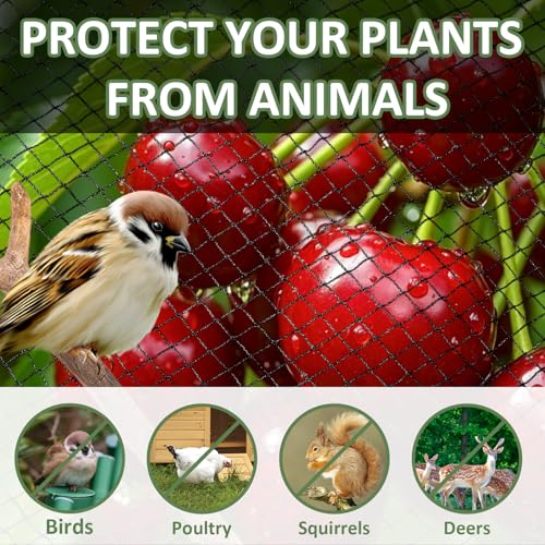 Heavy Duty Garden Netting with 5/8" Mesh, 50x50 Ft Extra Strong Woven Poultry Netting Plant Protection Netting for Fruit Trees, Vegetables & Flowers, Animal Fencing Against Birds, Deer, Poultry - size: 50ft x 50ft