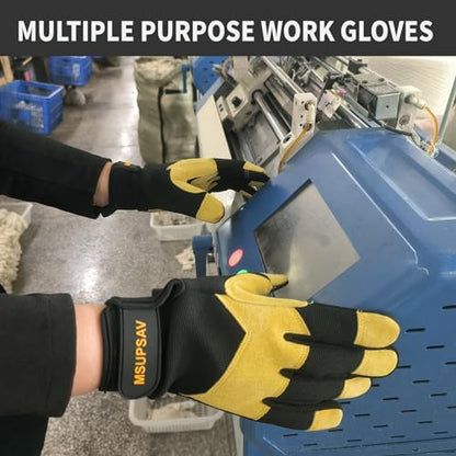 Work Gloves Men, Mechanical Glove, Black+Yellow, X-Large - color: Yellow+black, size: X-Large