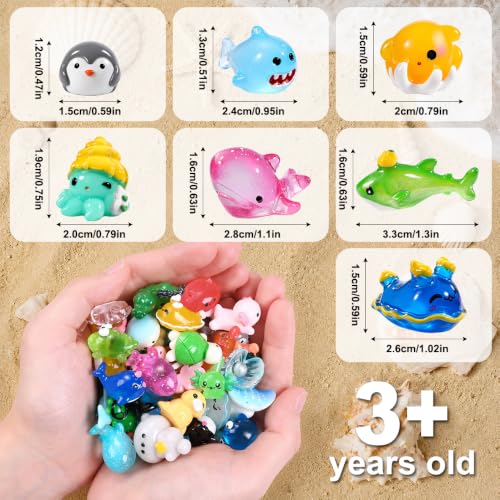60pcs Mini Sea Animals Tiny Resin Animal Figurines Aquarium Ornaments Decor