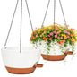 12" Self Watering Hanging Planters with Chains, White Brown, 2 Pack - color: White Brown, size: 2 pack 12 inches