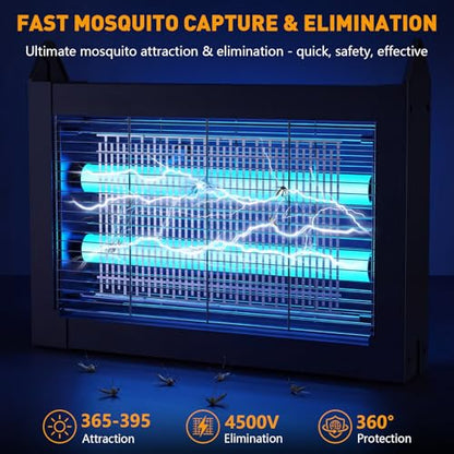 Solar Bug Zapper Outdoor, 4500V Mosquito Zapper with Dual Solar Panels - color: Black