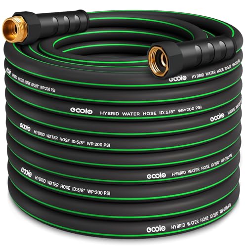 Heavy Duty Garden Hose 75ft, NON-EXPANDABLE Flexible Water Hose, Kink Resistant Lightweight Hybrid Hose, Leakproof Hose Male to Female Fittings - color: Black+Green, size: 75ft