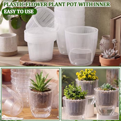Self Watering Plant Pots, 7.1'', Transparent, 6 Pcs - color: Transparent, size: 7.1''