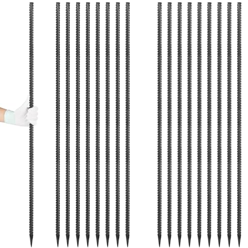 Besitu Rebar Stakes 36 inches 16-Pack Concrete Form Stakes Straight 3/8" Diameter Rebar Ground Metal Stakes for Landscaping, Securing Fence, Garden Plants Support, Survey Markers and Securing Trees - color: I Shape-Black, size: 36"x3/8"-16pcs