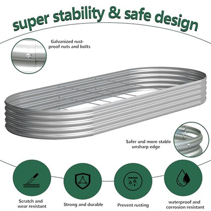 2PCS 12x4x1FT Galvanized Metal Raised Garden Bed,Outdoor Planter Box for Vegetables - size: 12x4x1(2PCS)