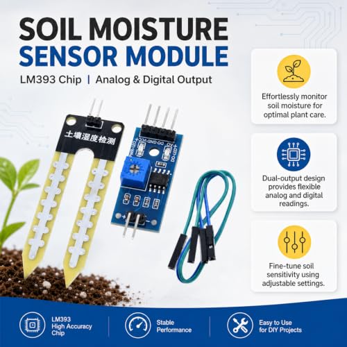 10-Pack Soil Moisture Sensor Module, LM393, Analog Digital