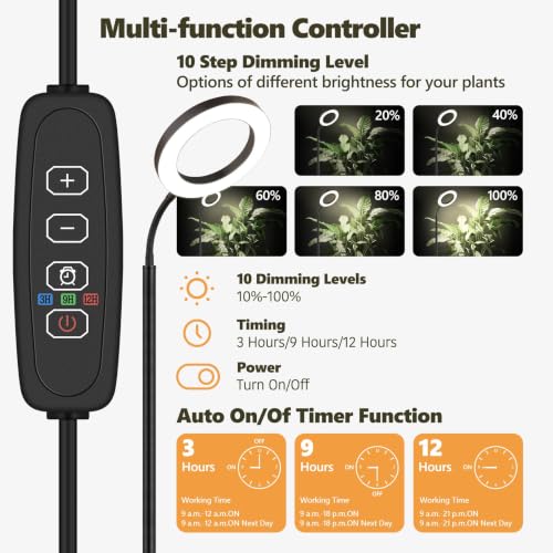Grow Light Indoor Plants, 20W Full Spectrum LED Lamp, 63in Adjustable Stand - size: 63IN