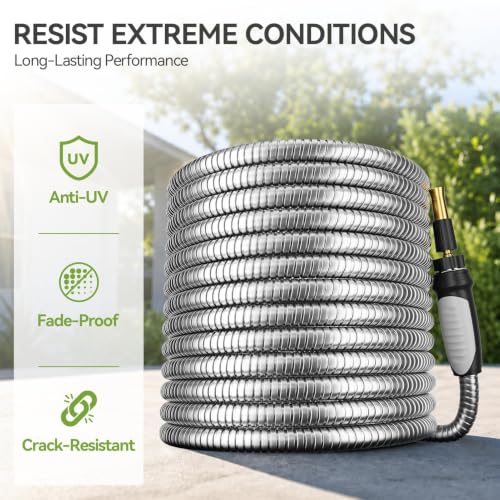 SPECILITE Expandable Metal Garden Water Hose 100 FT with Adjustable Nozzle - size: 100FT