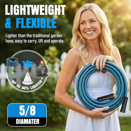 Garden Hose 25 ft, Non-Expanding Lightweight Kink-Free Flexible Water Hose - color: Black+Blue, size: 25ft