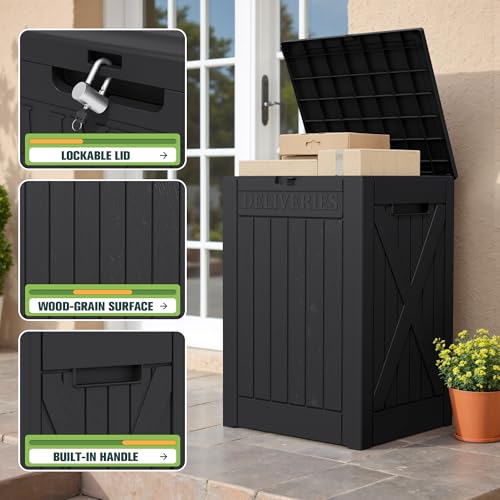 Greesum 52 Gallon Large Outdoor Package Delivery Box, Black - color: Black, size: 52 Gallon