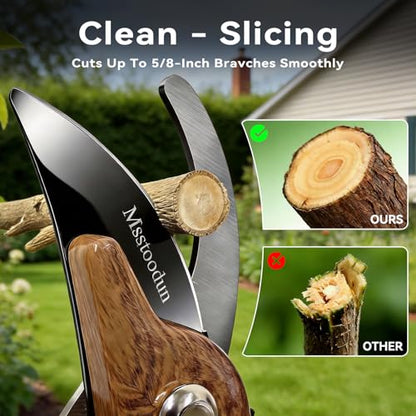 Bypass Pruning Shears with 5/8-Inch Cut Capacity, Sharp SK5 Blade Garden Pruners for Flowers, Shrubs & Branches - style: Wood Grain