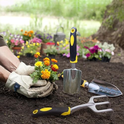 3 Pcs Heavy Duty Garden Tool Set, Garden Shovel Trowel, Weeding Hand Rake