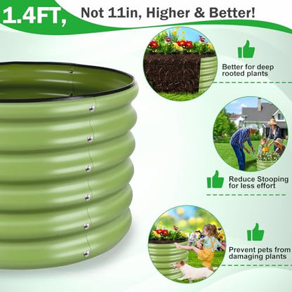 Angooni 2 Pack 2x2x1.4ft Galvanized Raised Garden Bed, Outdoor Planter Kit - color: Matcha Green, size: 2x2x1.4 FT (2 Pack)