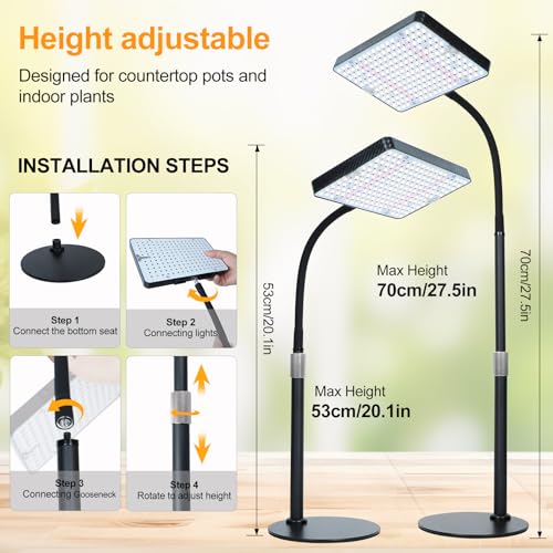 25W Desk Grow Lights for Indoor Plants, Bonsai, Seed Starting - size: 1 Head