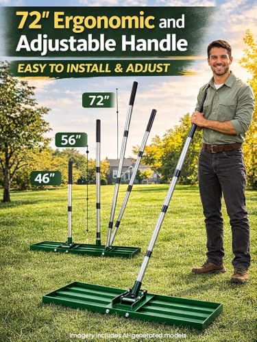 Lawn Leveling Rake, 30x10 in Adjustable Leveler for Yard & Garden