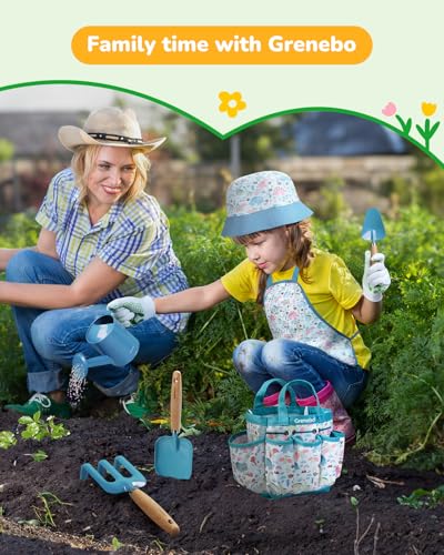 Grenebo 8-Piece Kids Gardening Set with Garden Tools for Kids, Blue - color: B-blue