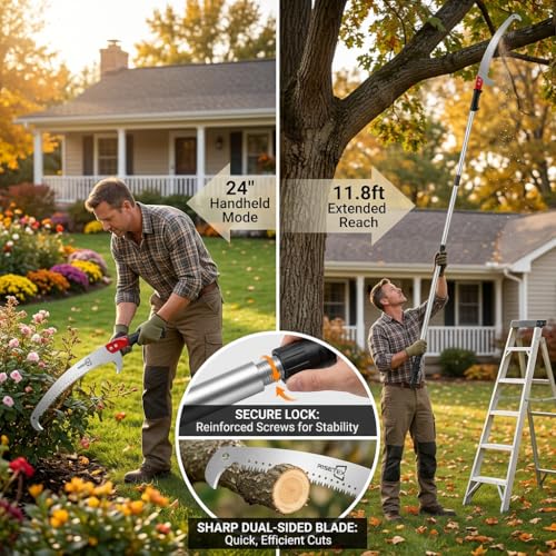 RISETEX Pole Saws for Tree Trimming 9.2 FT, Manual Pruning Saw - size: 9.2FT
