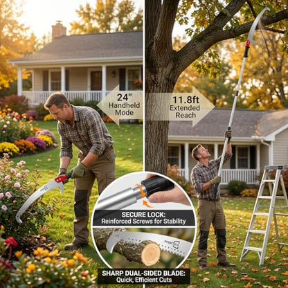 RISETEX Pole Saws for Tree Trimming 11.8 FT, Manual Pruning Saw - size: 11.8FT