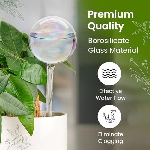 Iridescent Self Watering Globes, Glass Rainbow Plant Watering Globes, Self Watering Planter Insert, Automatic Plant Waterer Indoor (Medium-4 Pcs Iridescent, Medium) - color: Medium - 4 Pcs (Pack of 1)