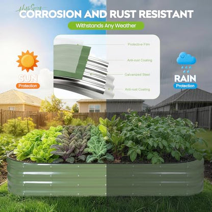 Galvanized Raised Garden Bed 1 Pack, 8x2x1ft Planter Box OliveGreen - color: Olivegreen, size: 8x2x1ft(1pcs)