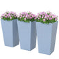 Outsunny 24 in Taper Tall Planters for Outdoor Plants Set of 3, Light Gray - color: Light Gray