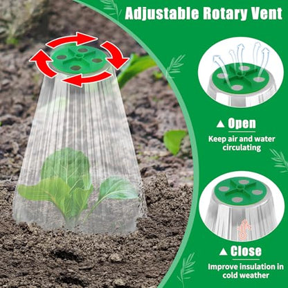 UQM 30 Pack Garden Cloches for Plants with Rotary Vent Cover Reusable - color: Clear-30pc