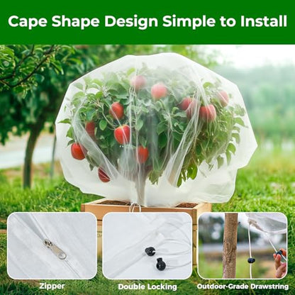 10'x10' Fruit Tree Netting with Zipper & Drawstring(2 Pack) - size: 10'x10' Tree Bag