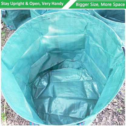 Standard 3-Pack 16 Gallons Yard Garden Bags (D18,H15 inch) W/Gardening Gloves, Reusable Leaf Bags,Grass Clippings,Lawn Debris Bag,Laundry Container,Patio Trash Bin,Yard Waste Bags,Weeds Bag 4 Handles
