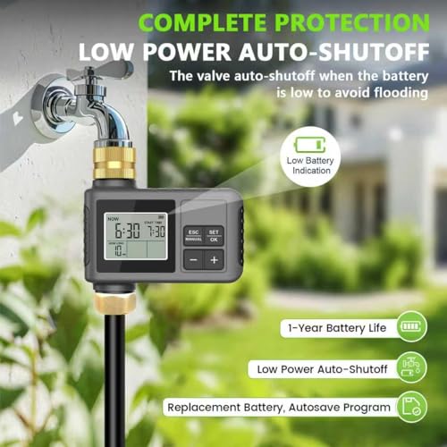 60FT Drip Irrigation System with Smart Water Timer - size: 60Ft Brass Fitting with Timer