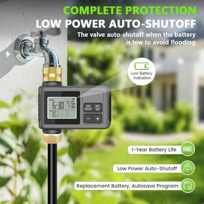 60FT Drip Irrigation System with Smart Water Timer - size: 60Ft Brass Fitting with Timer
