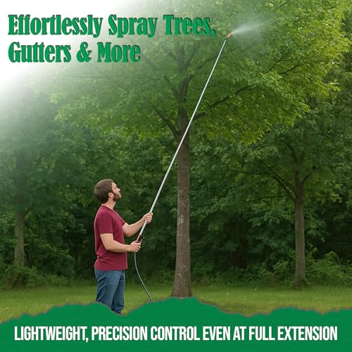 MY4SONS Garden Watering Wand for Outdoor Plants – Telescoping Water Wand with Coiled Hose, Heavy Duty Garden Hose Sprayer, Adjustable Long Wand, Stainless Steel, 14ft