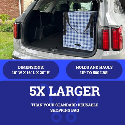 DURASACK Heavy Duty Storage Tote Bag 22-Gallon, Gingham Blue - color: Gingham Blue, size: Single
