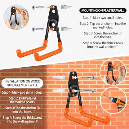18 Pack Garage Hooks Heavy Duty - Anti-Slip Coating - color: Orange, size: 18pack