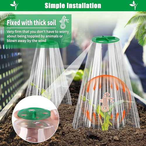 UQM 30 Pack Garden Cloches for Plants with Rotary Vent Cover Reusable - color: Clear-30pc