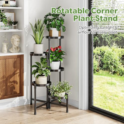 Simple Trending Plant Stand, Corner Plant Shelf with 5 Rotating Trays