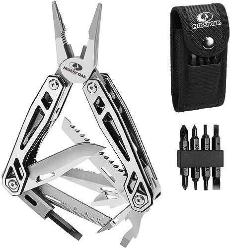 MOSSY OAK 21-in-1 Multitool, Stainless Steel Pliers with Pocket Knife - color: 21-in-1, Silver