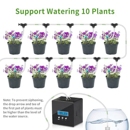 Automatic Watering System for Potted Plants - 10-Pot Indoor Plant Waterer with Timer, Leak-Proof Design & USB-C/Battery Power