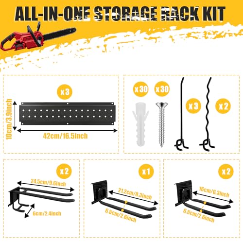 Wall Mounted Garage Tool Organizer with Hooks & Panels