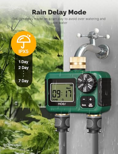MOES 2 Zone Sprinkler Timer for Garden Hose,Brass Inlet &Outlet Water Timer - size: 2 Zone