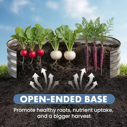 DUMOS Galvanized Raised Garden Bed, Outdoor Planter Box, 4x2x1ft - color: Silver (Oval), size: 4×2×1ft