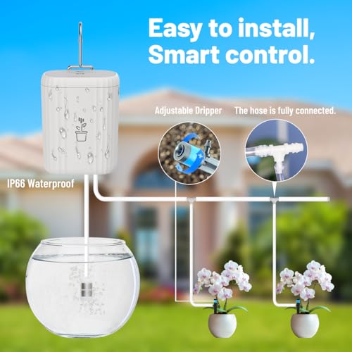 Smart Auto Drip Irrigation Kit for Potted Plants, 2.4GHz WiFi App Control