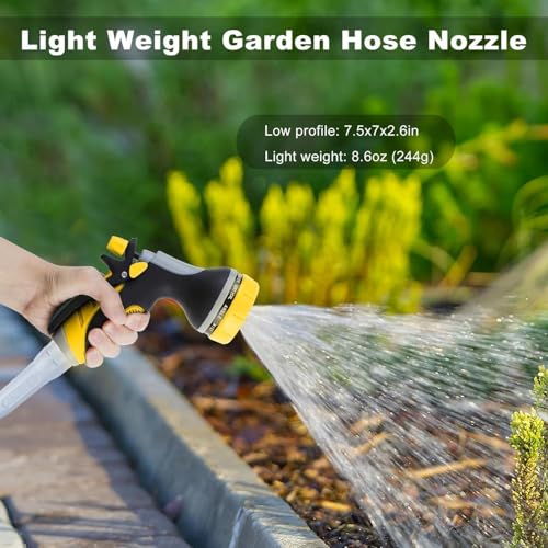 Garden Hose Nozzles with 10 Watering Patterns, Water Hose Nozzle Sprayer - color: Yellow
