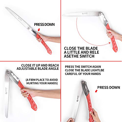 Folding Pruning Saw, 14.2 Inch Hand Saw with Straight Blade