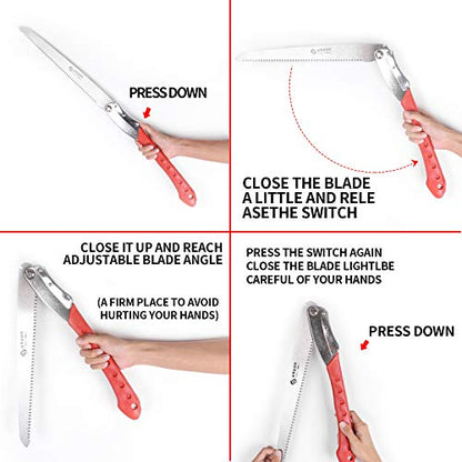 Folding Pruning Saw, 14.2 Inch Hand Saw with Straight Blade