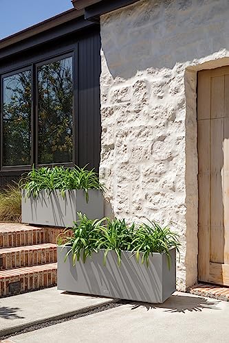Veradek Block Series Long Box Planter - Rectangular Outdoor Planter - color: Gray, size: Large