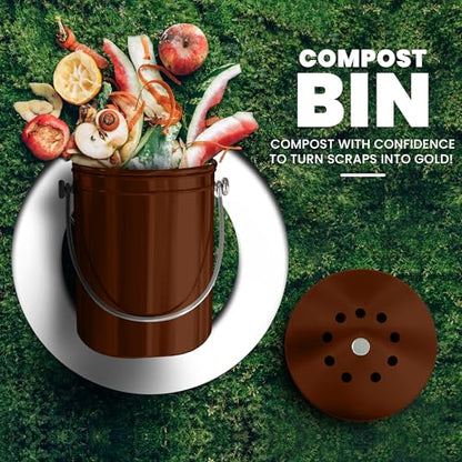 Utopia Kitchen Countertop Compost Bin 1.3 Gallon, Stainless Steel, Copper - color: Copper, size: 1.3 Gallon (Pack of 1)