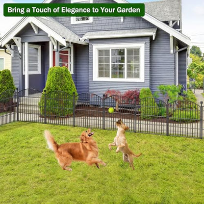 10 Panel No Dig Decorative Garden Fence 24" H x 20'L Outdoor Dog Barrier - size: 24 in(H) X 20 ft(L)