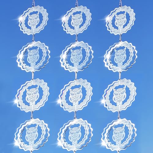 Bird Devices Deterrents for Outside,12 PCS Woodpecker Deterrent for House, 3D Reflectors to Scare Birds Away from Patio Yard Farm, Wind Spinners for Indoor Outdoor Garden Decor