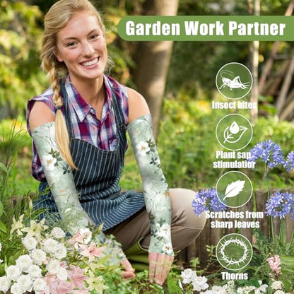Gardening Sleeves for Women UV Sun Protection with Thumb Hole Anti-Scratch - color: Watercolor Flowers